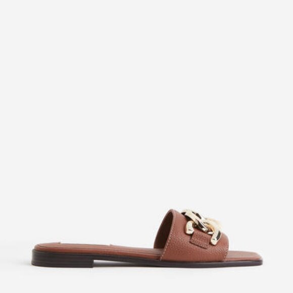 Never worn! H&M Leather Slide Sandals | Size 10 - Picture 1 of 3
